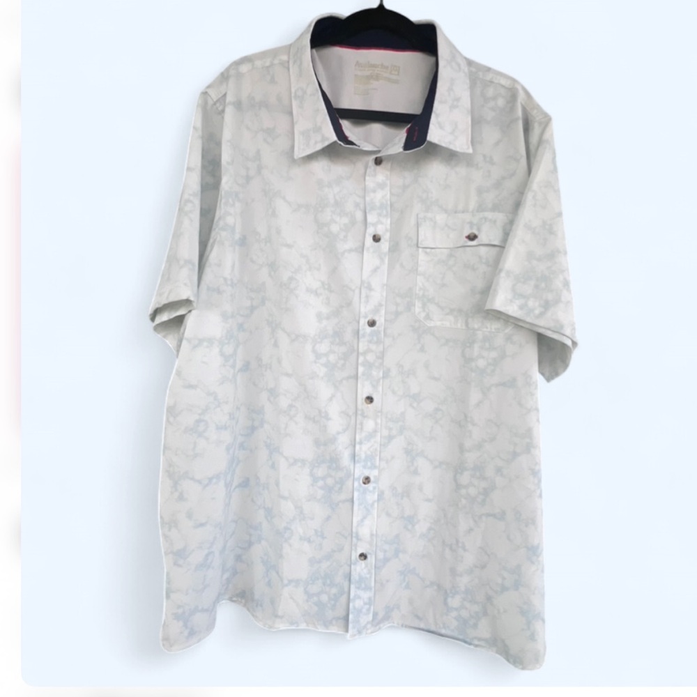 Avalanche Men's White Blue Cloud Short Sleeve Button Up Shirt XXL